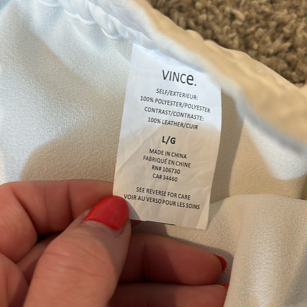 Vince silky cream jogger pants with leather side detail - Picture 7 of 7